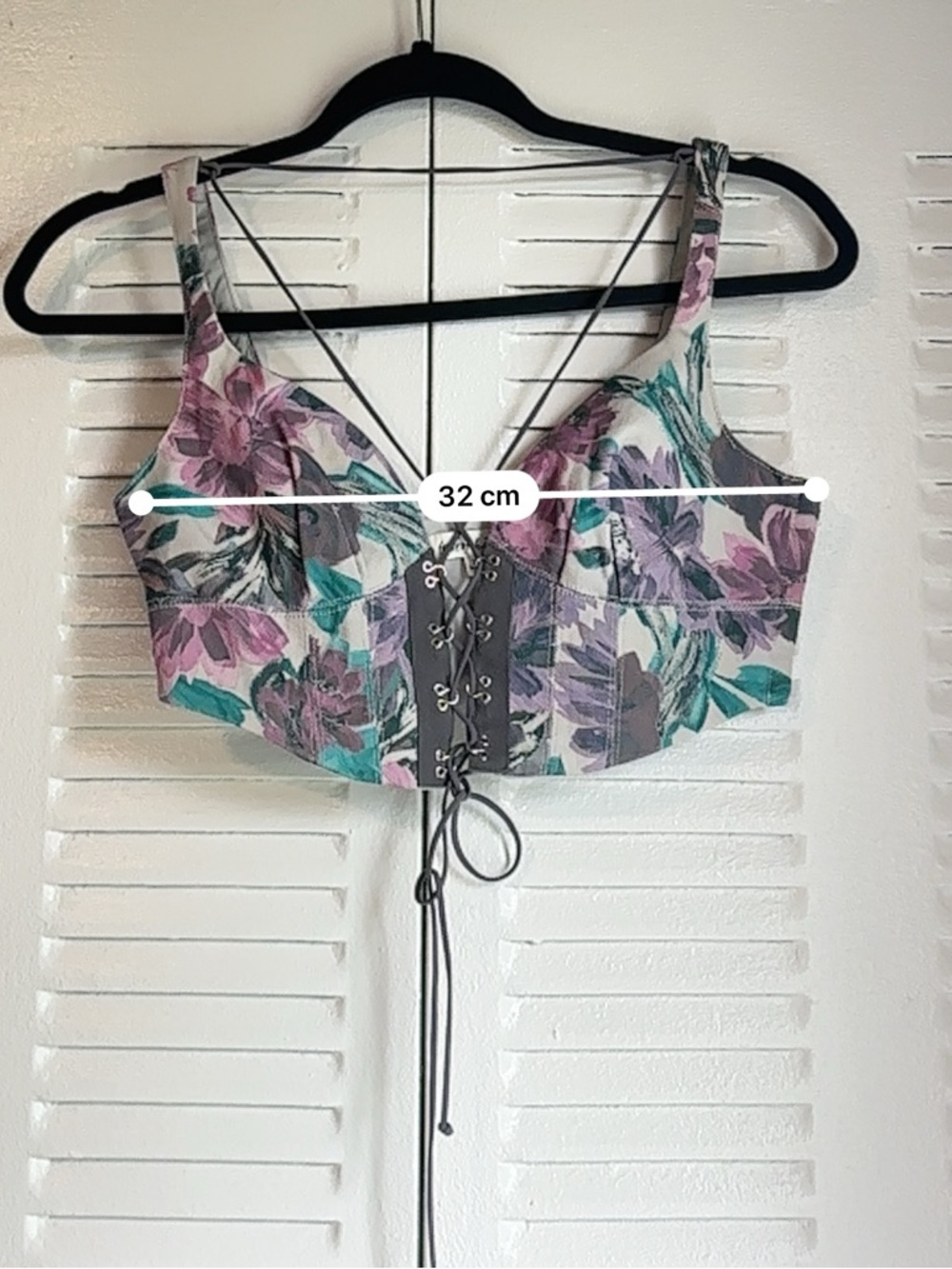 For Love & Lemons Floral Corset Crop Top XS β Lace-Up Bustier Summer Chic - Picture 9 of 10